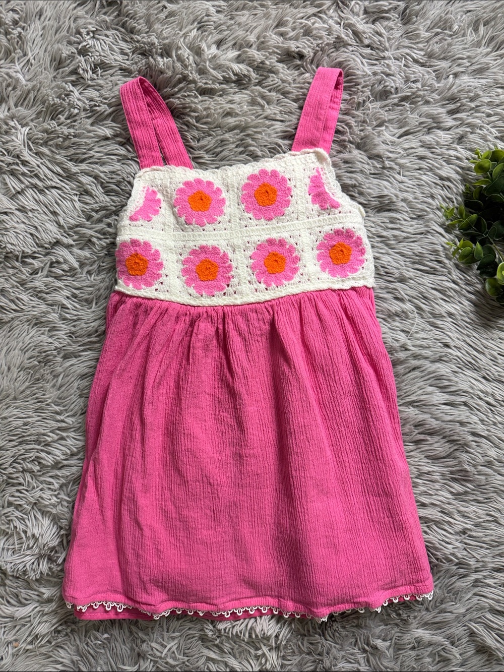 Haute Hippie Girls Pink Floral Crochet Bodice Sundress size 5
